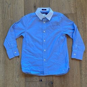 Crewcuts J.crew Boys Button Down Thompson Dressy Shirt Blue White Collar sz 4-5